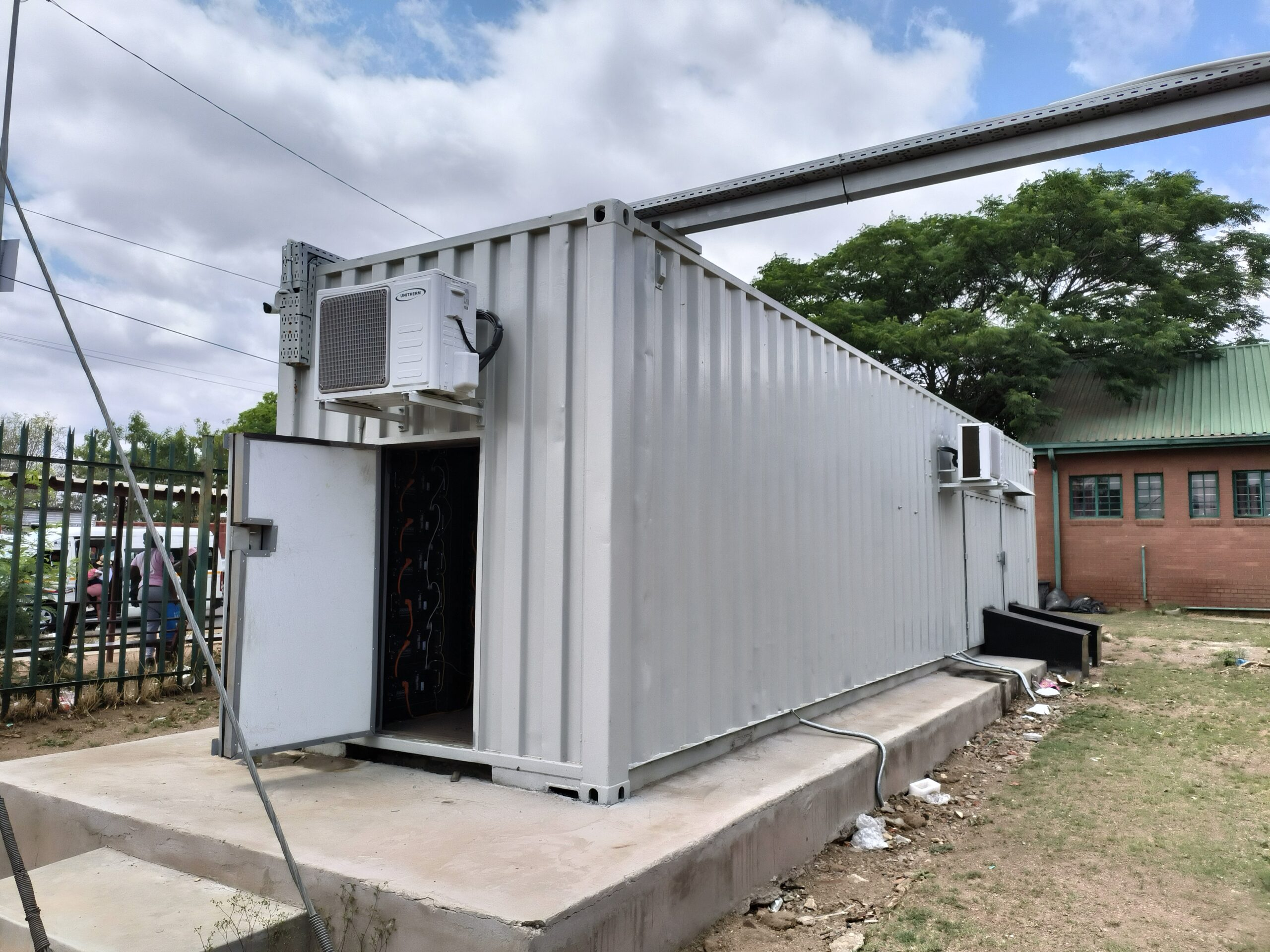 Container BESS installed on a concrete foundation